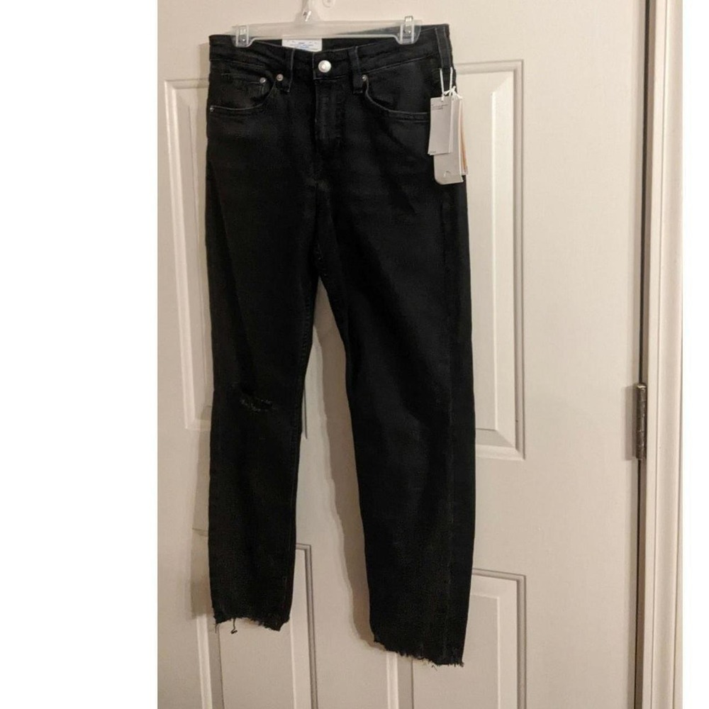 H&M Black Skinny Ankle Jeans Regular Waist, Size 6, NWT, Ripped Aesthetic